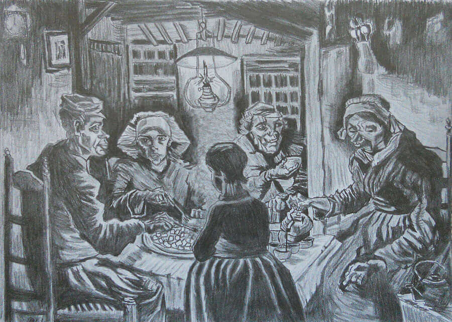 Drawing of The Potato Eaters, 1885 by Van Gogh