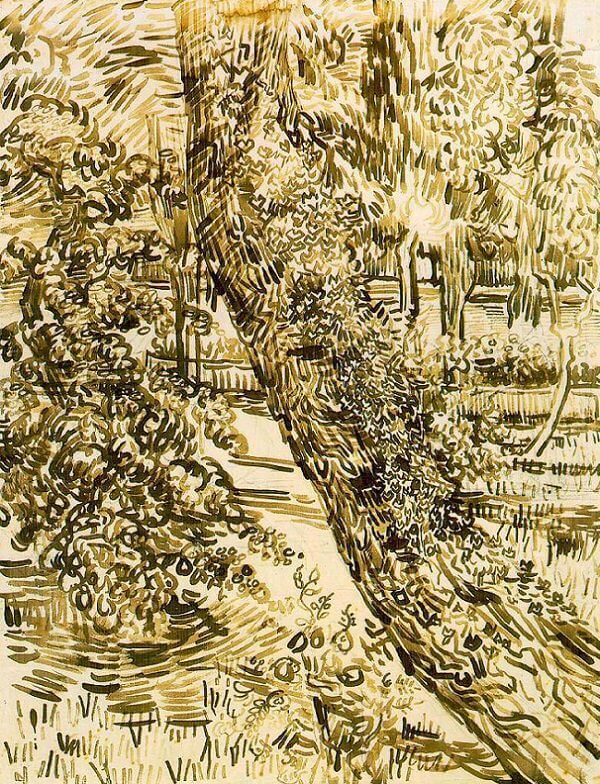 Tree with Ivy in the Asylum Garden - by Vincent van Gogh