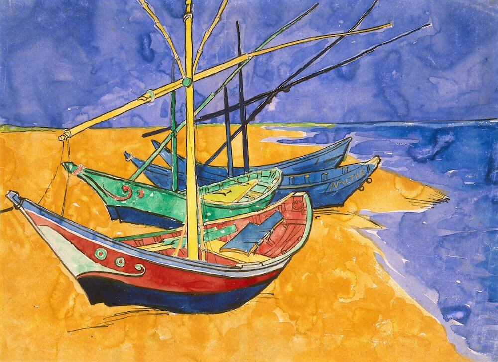 Boats at Saintes Maries, 1888 by Vincent van Gogh