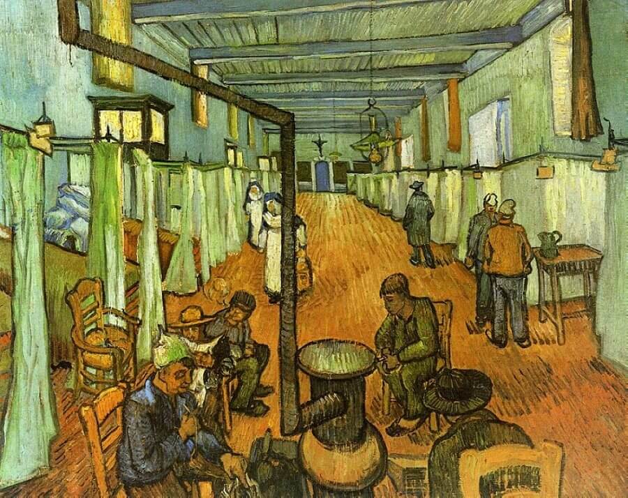 Dormitory at the Hospital in Arles, 1889 by Vincent Van Gogh