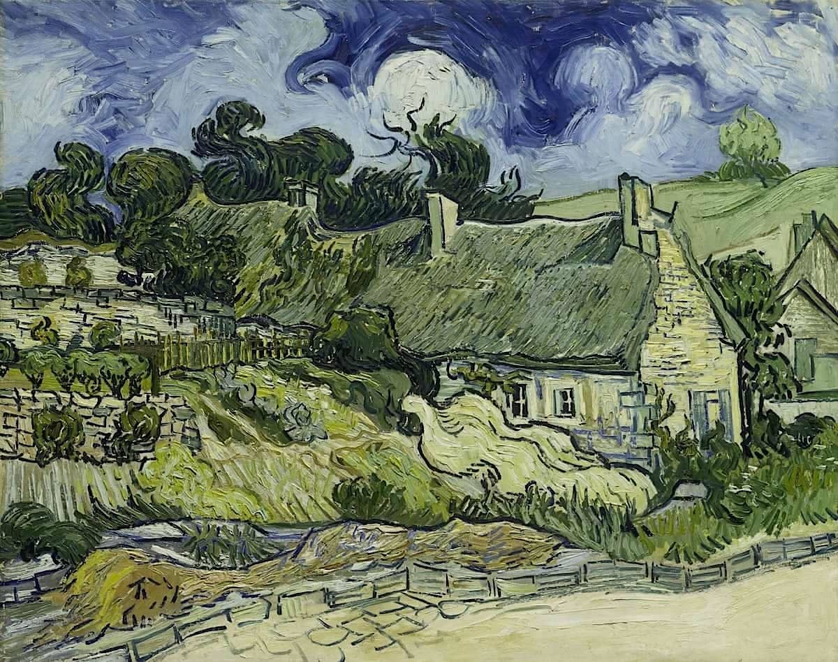 Thatched Cottages at Cordeville, 1890 by Vincent van Gogh
