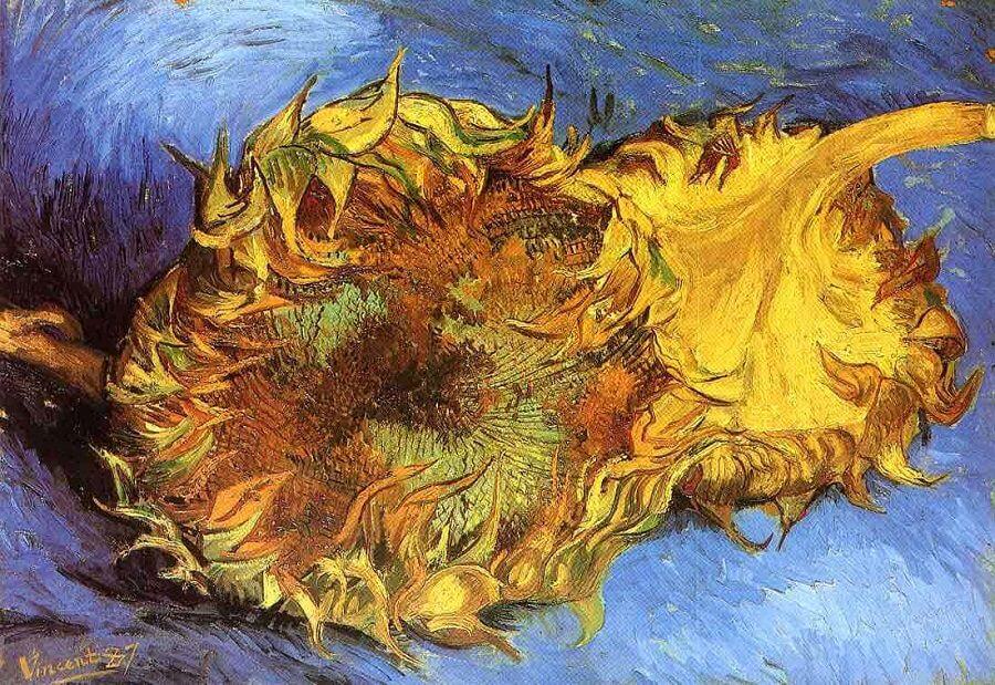 Two Cut Sunflowers, 1887 by Vincent Van Gogh