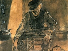 Old Man Putting Dry Twigs on the Fire by Vincent van Gogh
