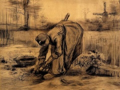 Peasant Woman Lifting Potatoes by Vincent van Gogh