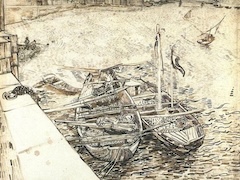 Sand Barges on the Rhone by Vincent van Gogh