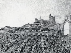 View of Saintes Maries with Church and Ramparts by Vincent van Gogh