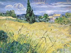 Green Wheat Field with Cypress Tree by Vincent van Gogh